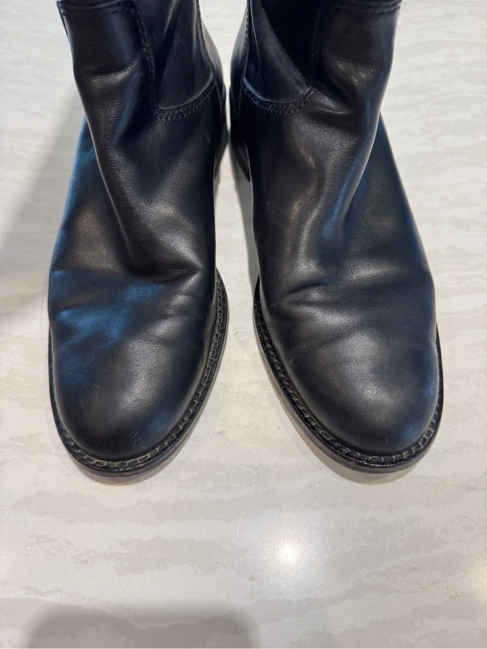 Franco Sarto Womens 8.5 Black Leather Knee High Riding Boots Zip Equestrian